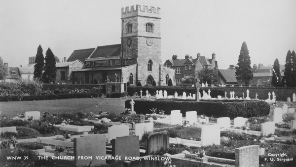 Postcard of the church and new churchyard